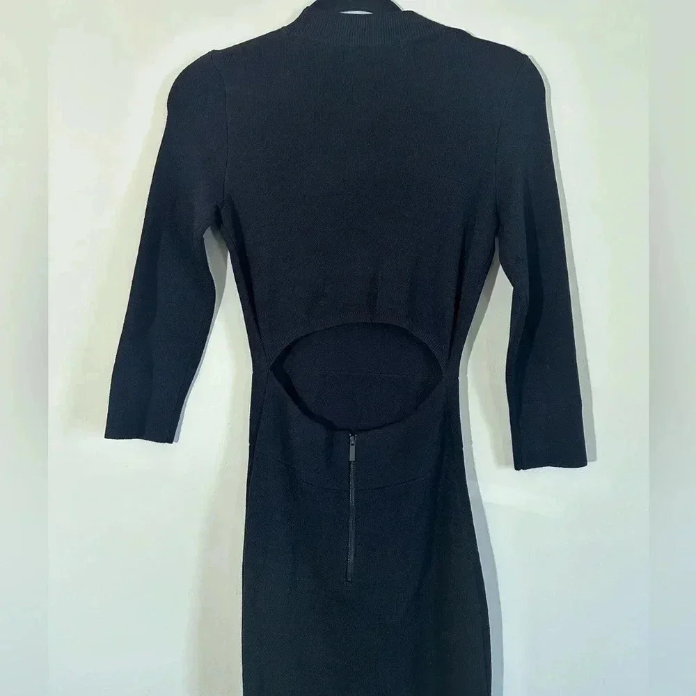 Rachel Roy open back midi knit ribbed long sleeve dress black size small - Picture 7 of 11